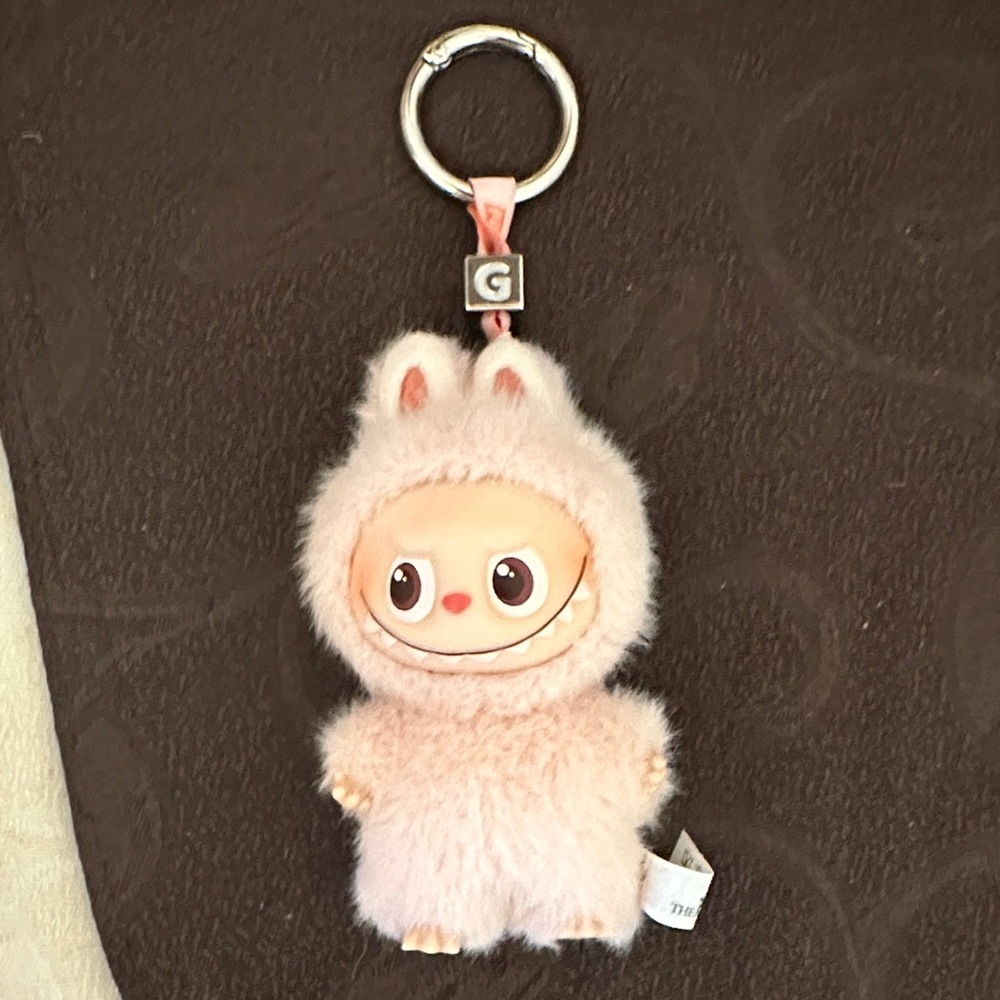Pink labubu “G” Keychain Charm